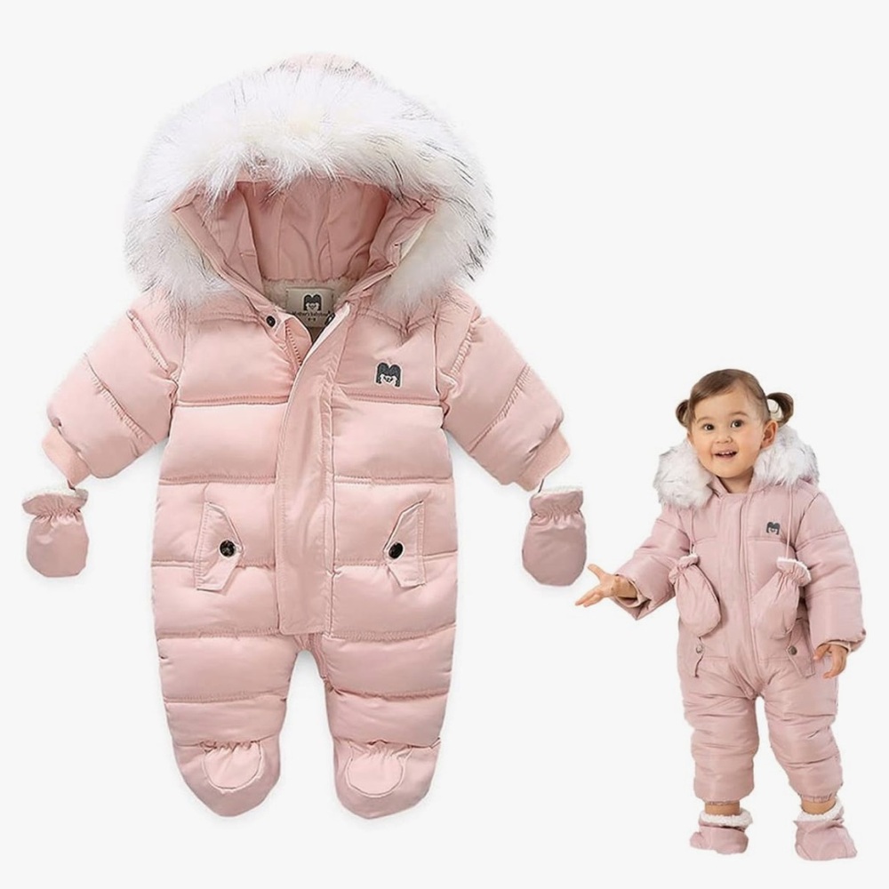 XIFAMNIY Baby Winter Snowsuit Coat Romper Outwear Hooded Footie Toddler…
